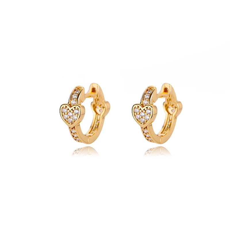 Tiny Zircon Cute Small Hoop Earrings for Women Girls Stainless Steel Gold Color Earrings 2024 Trend Wedding Party Jewelry Gift