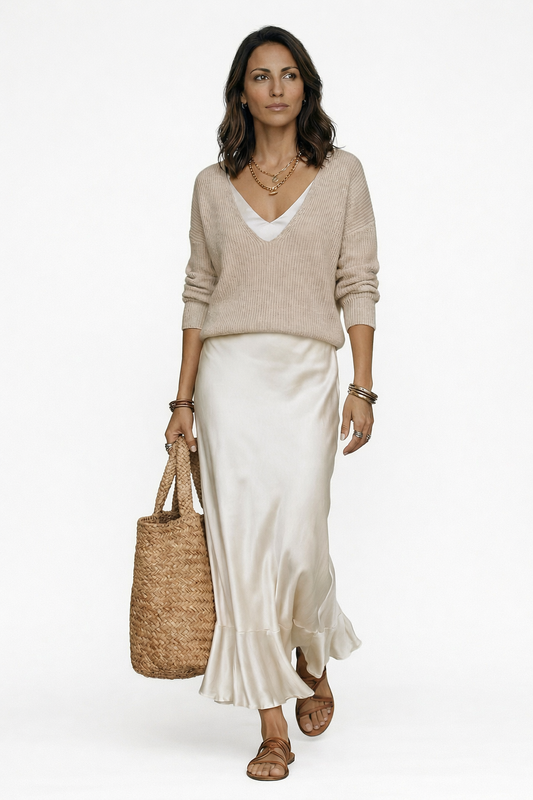 Vestido Elena | Vestido de satén con suéter incluido.
